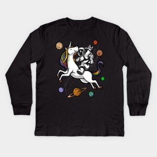 Space Astronaut Riding Unicorn Kids Long Sleeve T-Shirt